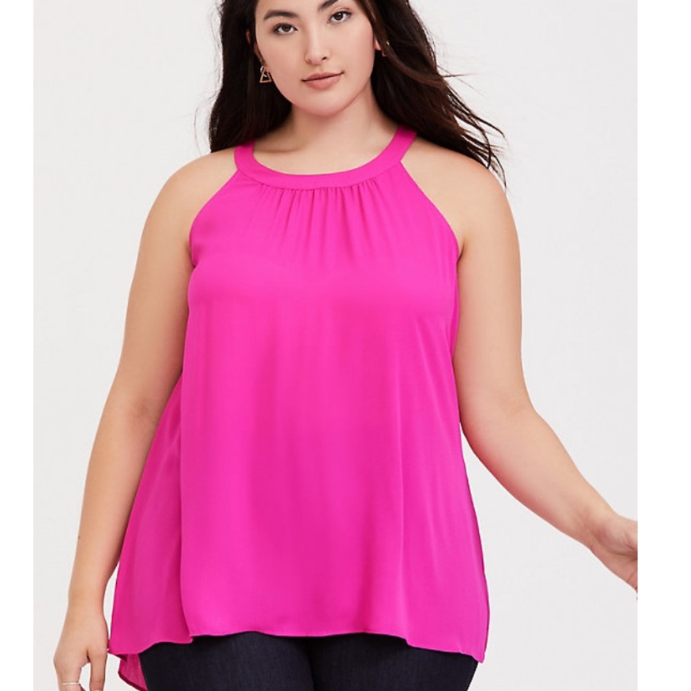 Torrid Neon Pink Georgette Hi-Lo Goddess Tank